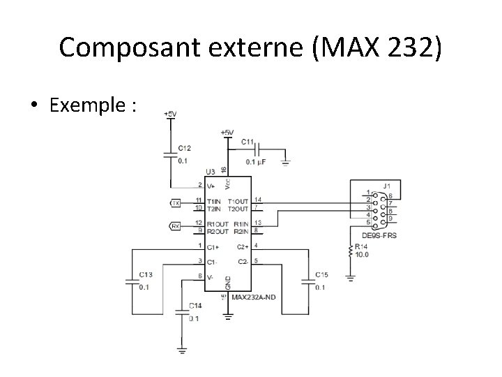 Composant externe (MAX 232) • Exemple : 