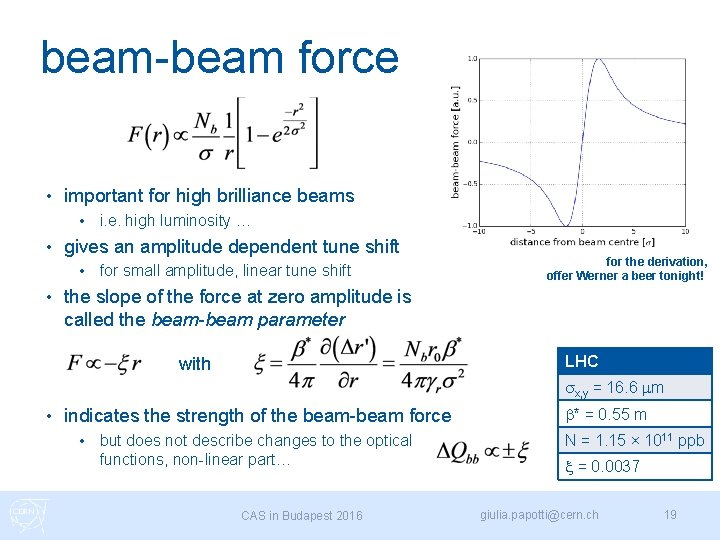 beam-beam force • important for high brilliance beams • • gives an amplitude dependent