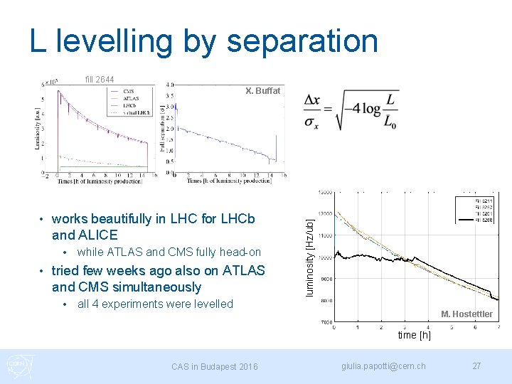 L levelling by separation fill 2644 • works beautifully in LHC for LHCb and