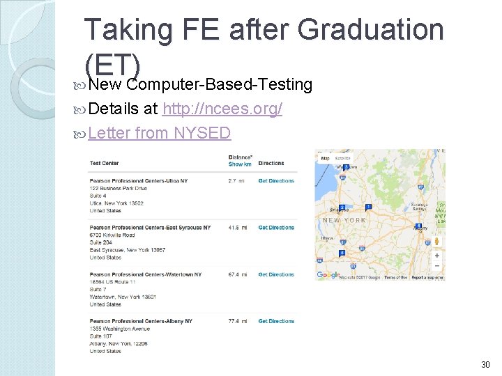 Taking FE after Graduation (ET) New Computer-Based-Testing Details at http: //ncees. org/ Letter from