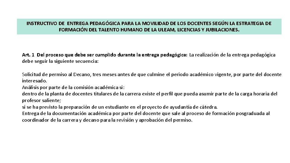 INSTRUCTIVO DE ENTREGA PEDAGÓGICA PARA LA MOVILIDAD DE LOS DOCENTES SEGÚN LA ESTRATEGIA DE