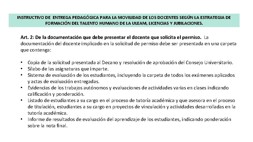 INSTRUCTIVO DE ENTREGA PEDAGÓGICA PARA LA MOVILIDAD DE LOS DOCENTES SEGÚN LA ESTRATEGIA DE