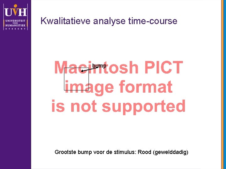 Kwalitatieve analyse time-course bump Grootste bump voor de stimulus: Rood (gewelddadig) 