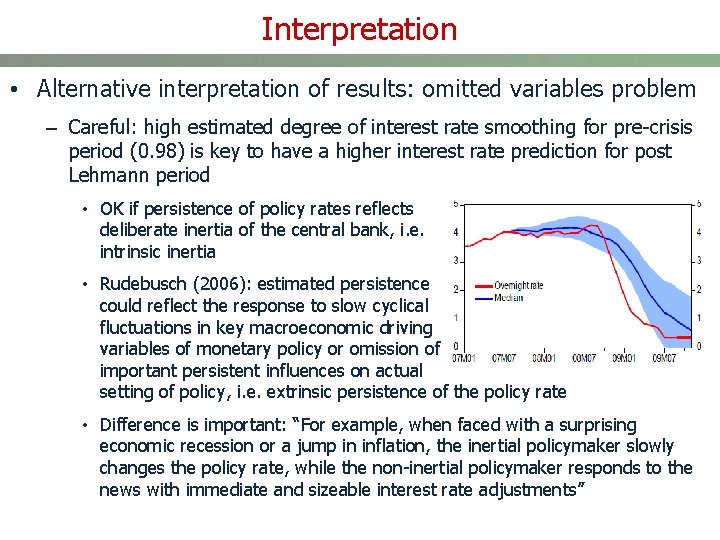 Interpretation • Alternative interpretation of results: omitted variables problem – Careful: high estimated degree