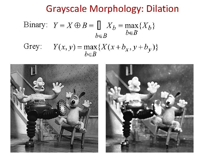 Grayscale Morphology: Dilation Binary: Grey: 