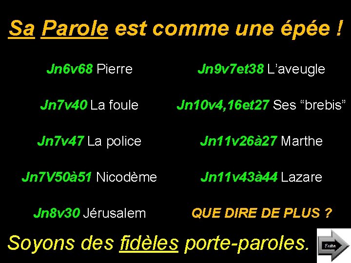 Sa Parole est comme une épée ! Jn 6 v 68 Pierre Jn 9