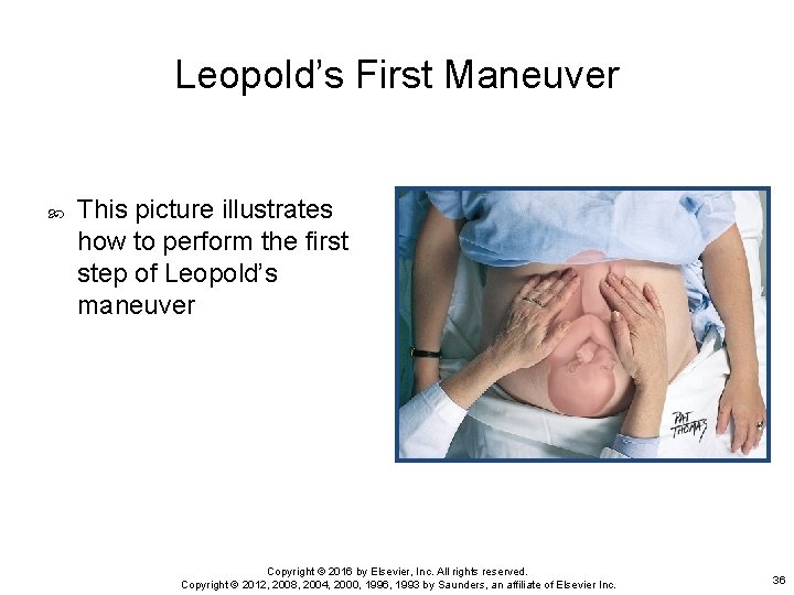 Leopold’s First Maneuver This picture illustrates how to perform the first step of Leopold’s