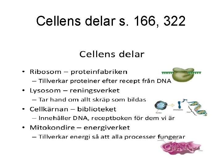 Cellens delar s. 166, 322 