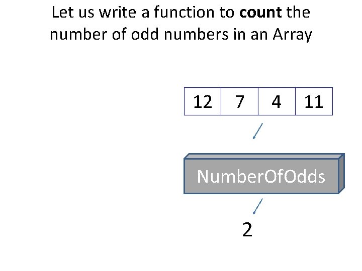 Let us write a function to count the number of odd numbers in an