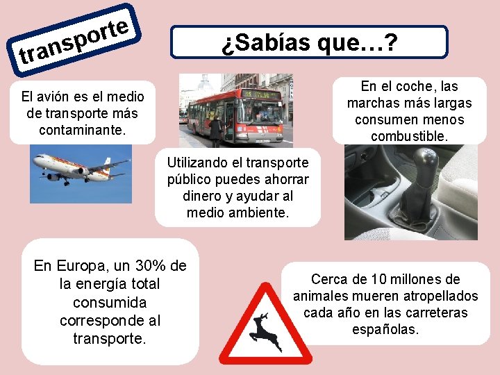 s n a tr e t r po ¿Sabías que…? En el coche, las
