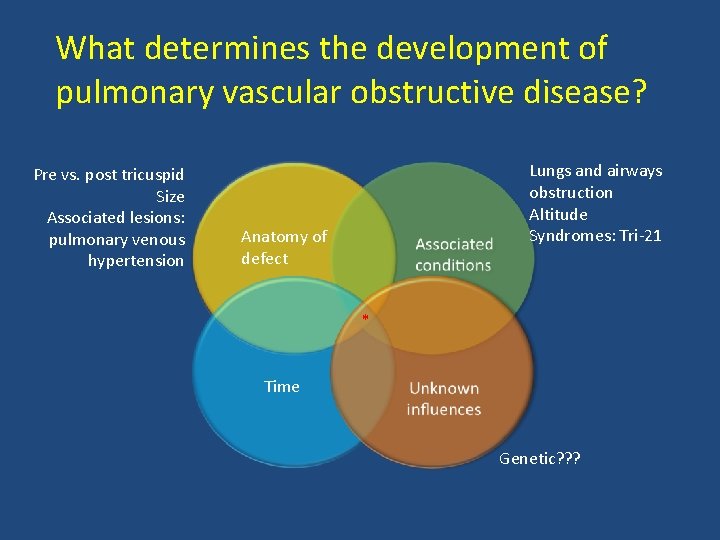 What determines the development of pulmonary vascular obstructive disease? Pre vs. post tricuspid Size