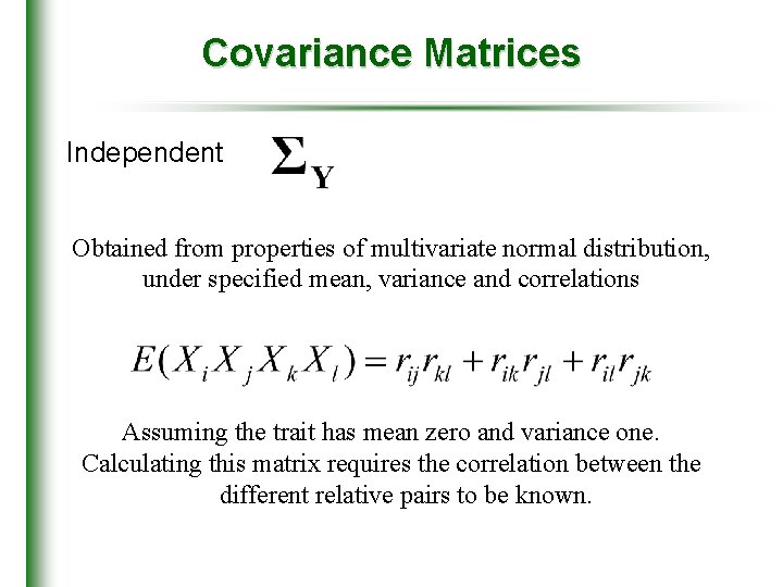 Covariance Matrices Independent Obtained from properties of multivariate normal distribution, under specified mean, variance