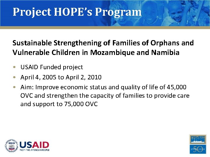 Project HOPE’s Program Sustainable Strengthening of Families of Orphans and Vulnerable Children in Mozambique