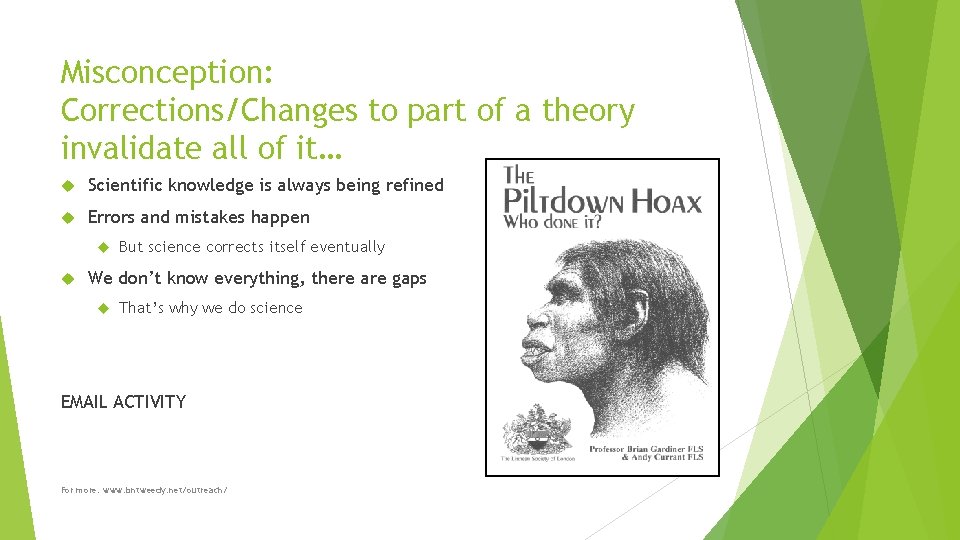 Misconception: Corrections/Changes to part of a theory invalidate all of it… Scientific knowledge is