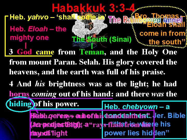 Habakkuk 3: 3 -4 Bro. Thomas – “Eloah shall Heb. Eloah – the come