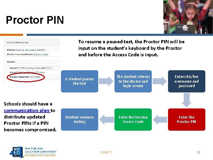 Proctor PIN To resume a paused test, the Proctor PIN will be input on
