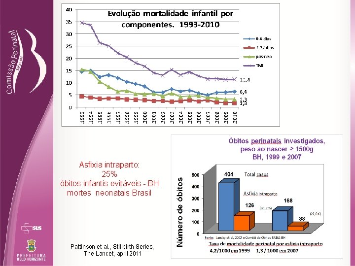 Asfixia intraparto: 25% óbitos infantis evitáveis - BH mortes neonatais Brasil Pattinson et al.
