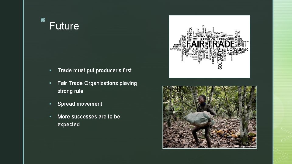 z z Future § Trade must put producer’s first § Fair Trade Organizations playing