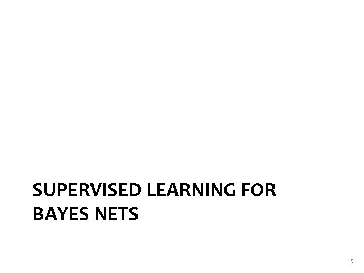 SUPERVISED LEARNING FOR BAYES NETS 15 