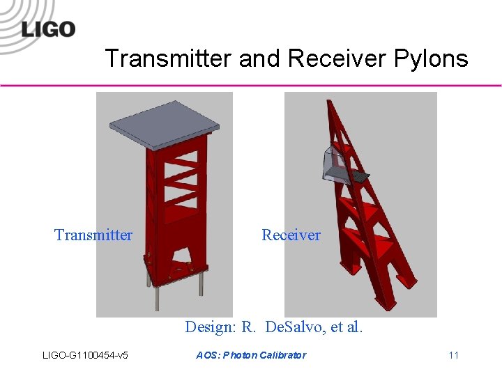 Transmitter and Receiver Pylons Transmitter Receiver Design: R. De. Salvo, et al. LIGO-G 1100454