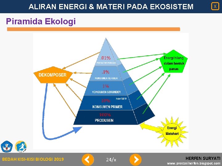 ALIRAN ENERGI & MATERI PADA EKOSISTEM X Piramida Ekologi BEDAH KISI-KISI BIOLOGI 2019 24/x