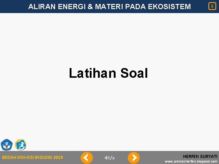 ALIRAN ENERGI & MATERI PADA EKOSISTEM X Latihan Soal BEDAH KISI-KISI BIOLOGI 2019 46/x