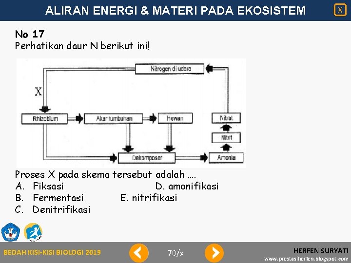 ALIRAN ENERGI & MATERI PADA EKOSISTEM X No 17 Perhatikan daur N berikut ini!