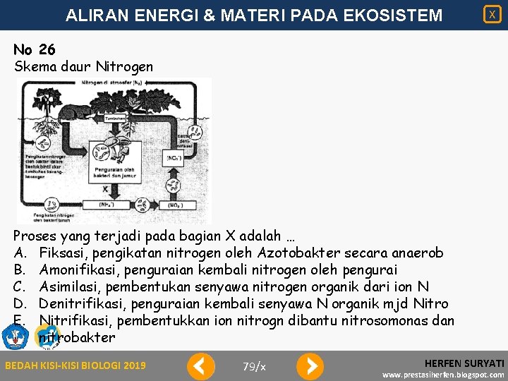 ALIRAN ENERGI & MATERI PADA EKOSISTEM X No 26 Skema daur Nitrogen Proses yang