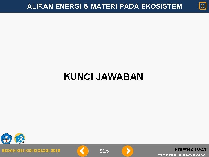 ALIRAN ENERGI & MATERI PADA EKOSISTEM X KUNCI JAWABAN BEDAH KISI-KISI BIOLOGI 2019 81/x
