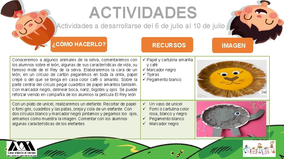 ACTIVIDADES Actividades a desarrollarse del 6 de julio al 10 de julio ¿CÓMO HACERLO?