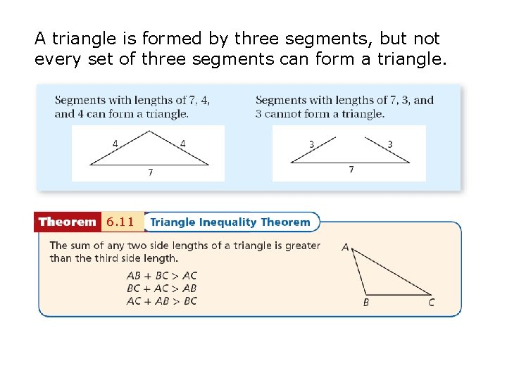 A triangle is formed by three segments, but not every set of three segments