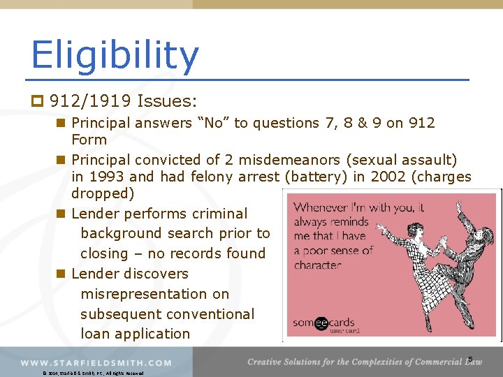 Eligibility p 912/1919 Issues: n Principal answers “No” to questions 7, 8 & 9