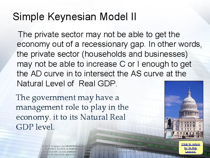 Simple Keynesian Model II The private sector may not be able to get the