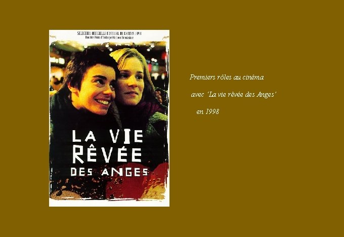 Premiers rôles au cinéma avec ‘La vie rêvée des Anges’ en 1998 