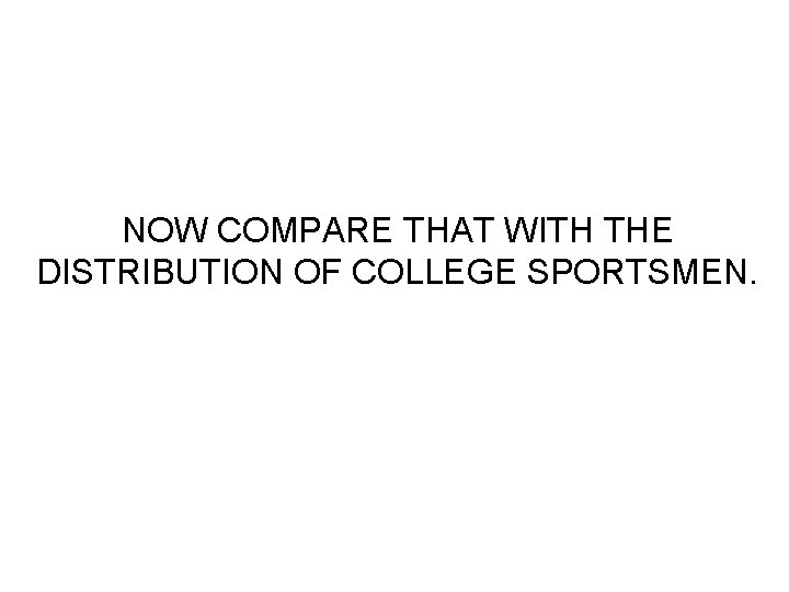 NOW COMPARE THAT WITH THE DISTRIBUTION OF COLLEGE SPORTSMEN. 