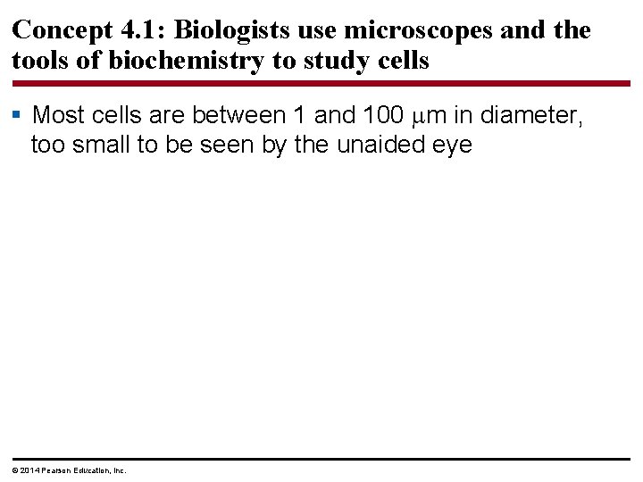 Concept 4. 1: Biologists use microscopes and the tools of biochemistry to study cells