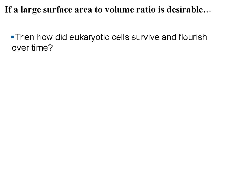 If a large surface area to volume ratio is desirable… §Then how did eukaryotic