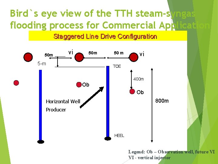 Bird`s eye view of the TTH steam-syngas flooding process for Commercial Application Staggered Line