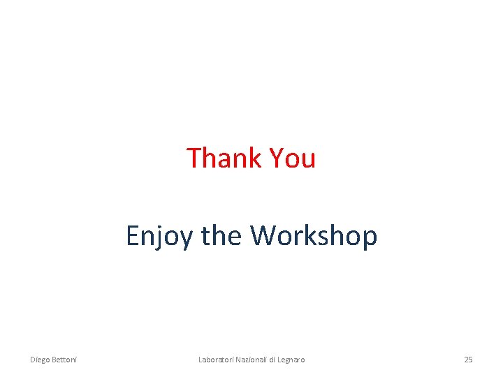 Thank You Enjoy the Workshop Diego Bettoni Laboratori Nazionali di Legnaro 25 