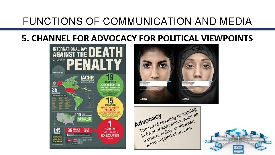 FUNCTIONS OF COMMUNICATION AND MEDIA 5. CHANNEL FOR ADVOCACY FOR POLITICAL VIEWPOINTS 