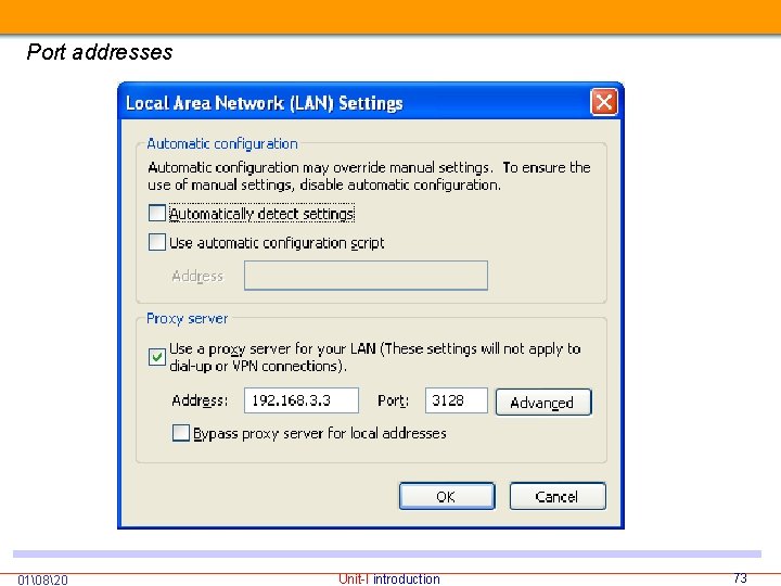 Port addresses 01 820 Unit-I introduction 73 
