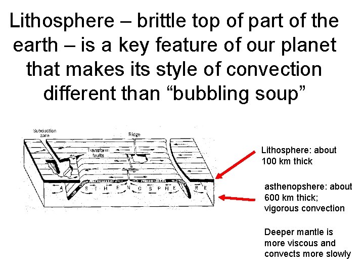 Lithosphere – brittle top of part of the earth – is a key feature