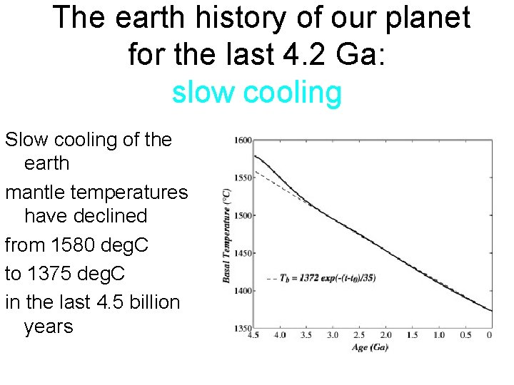 The earth history of our planet for the last 4. 2 Ga: slow cooling