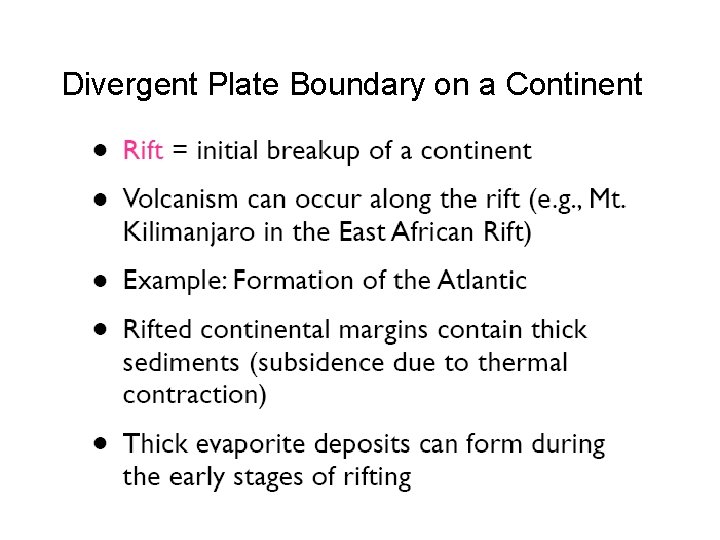 Divergent Plate Boundary on a Continent 