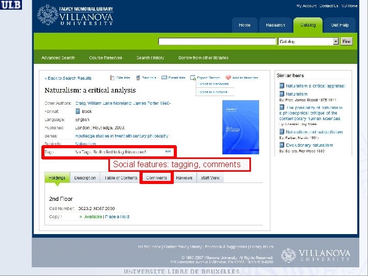 Social features: tagging, comments 