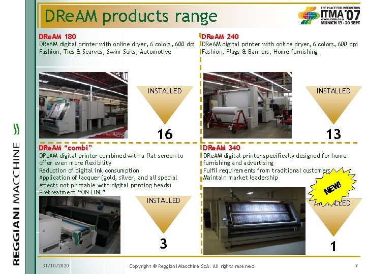 DRe. AM products range DRe. AM 180 DRe. AM digital printer with online dryer,