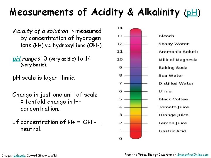 Measurements of Acidity & Alkalinity (p. H) Acidity of a solution > measured by