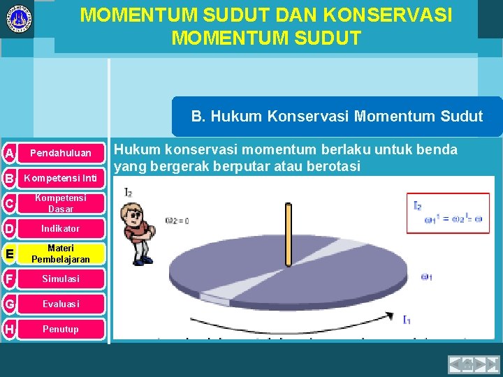 MOMENTUM SUDUT DAN KONSERVASI MOMENTUM SUDUT B. Hukum Konservasi Momentum Sudut A Pendahuluan B