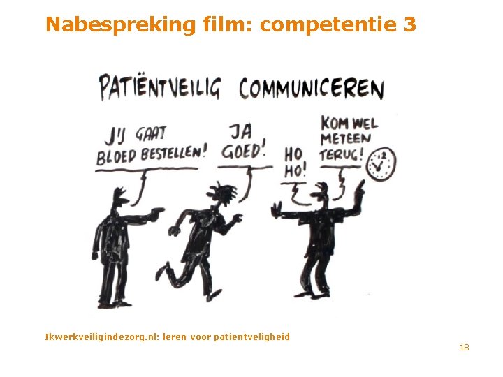 Nabespreking film: competentie 3 Ikwerkveiligindezorg. nl: leren voor patientveligheid 18 