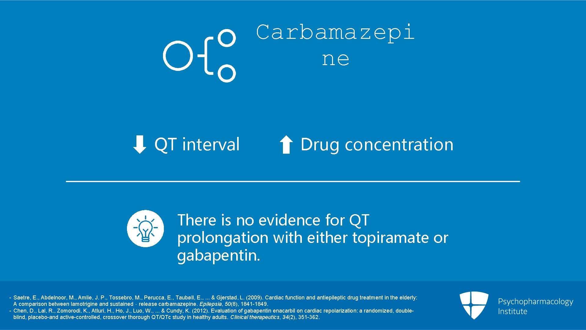 Carbamazepi ne QT interval Drug concentration There is no evidence for QT prolongation with